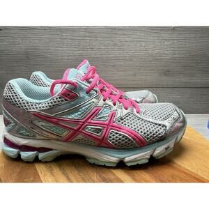 Asics Womens GT 1000 3 Running Shoes Gray Pink T4K8N Low Top Lace Up Mesh 8.5